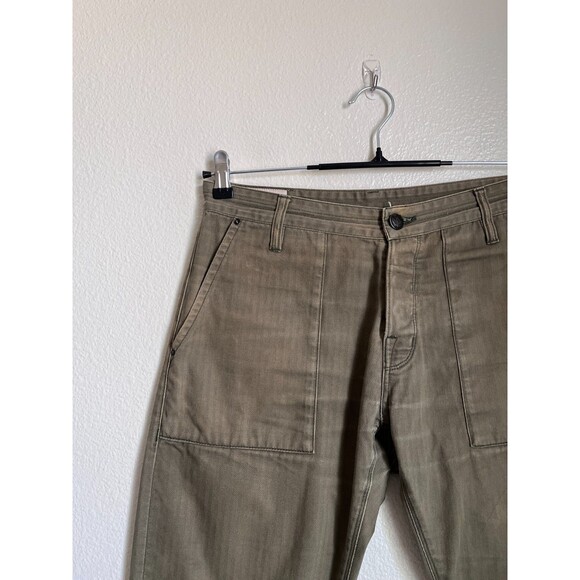 Shockoe Atelier Herringbone Trench Trouser in Olive Green Size 31 *WELL LOVED* - Picture 2 of 6